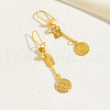 Fashionable Classic Flat Round Brass Tassel Hoop Earrings EH8796-2
