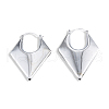 Brass Chunky Rhombus Hoop Earrings for Women EJEW-N011-82P-2