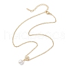 Brass Micro Pave Clear Cubic Zirconia & Shell Pearl Round Clover Pendant Necklaces NJEW-JN05261-01-4