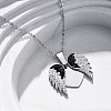 304 Stainless Steel Polymer Clay Rhinestones Wing Openable Pendant Necklaces for Women NJEW-Z065-14P-02-2