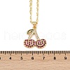 Brass Micro Pave Camellia Cubic Zirconia Fruit Pendant Necklaces for Women NJEW-U042-02B-G-3