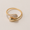 Elegant Teardrop Brass Micro Pave Clear Cubic Zirconia Cuff Ring for Daily Holiday Jewelry Accessory FF4860-1-2