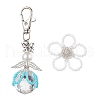 Flower Angel Glass Pearl & Glass Seed Pendant Decorations HJEW-MZ00239-02-1