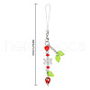 Strawberry & Leaf & Flower Handmade Lampwork Mobile Straps HJEW-WH0007-31-2
