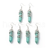 Synthetic Turquoise Bullet with Flower Dangle Earrings EJEW-G300-02P-09-1