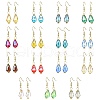 15 Pair 15 Color Glass Teardrop Dangle Earrings EJEW-JE05399-1