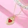 Brass Micro Pave Clear Cubic Zirconia Scared Heart Pendant Necklaces NJEW-D306-05G-5