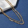 304 Stainless Steel Singapore Chain Double Layered Necklaces for Women NJEW-U050-02B-G-3