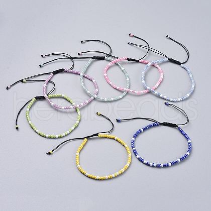 Adjustable Nylon Thread Braided Beads Bracelets BJEW-JB04522-1