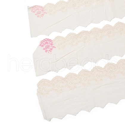 MAYJOYDIY US 4.7~5 Yards Cotton Embroidery Flower Ribbons OCOR-XCP0002-47-1