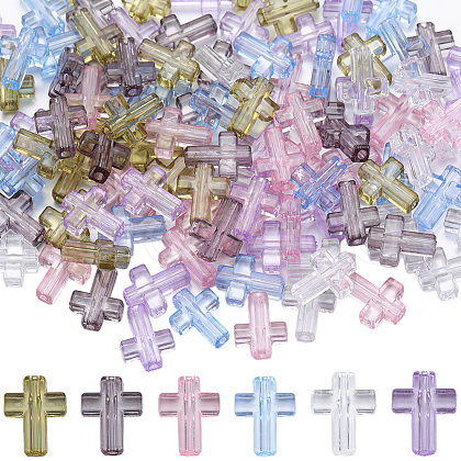 SUNNYCLUE 120Pcs 6 Colors Transparent Plastic Beads KY-SC0002-15-1