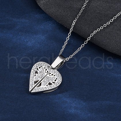 304 Stainless Steel Polymer Clay Rhinestones Openable Pendant Necklaces for Women NJEW-Z065-12P-1