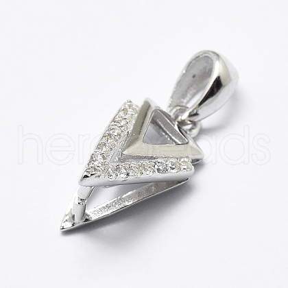 Anti-Tarnish Rhodium Plated 925 Sterling Silver Micro Pave Cubic Zirconia Pendant Bails STER-E053-33P-1