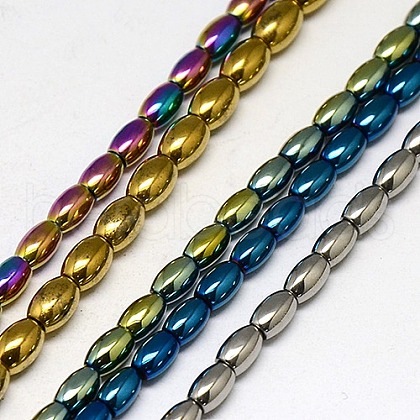 Electroplate Non-magnetic Synthetic Hematite Beads Strands G-J168-6x4mm-M-1