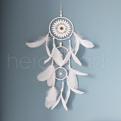 Woven Web/Net with Feather Hanging Ornaments PW-WGC74DD-01-1