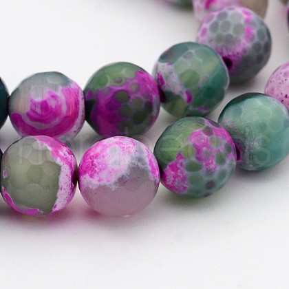 Natural Fire Crackle Agate Faceted Round Beads Strands G-A134-02F-8mm-1