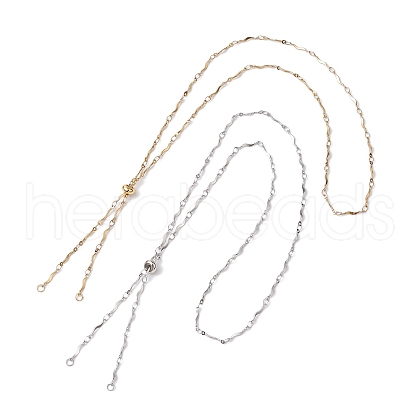 2Pcs 2 Colors 304 Stainless Steel Slider Necklace Makings AJEW-JB01261-1
