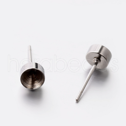 Non-Tarnish 304 Stainless Steel Post Stud Earring Settings STAS-E074-17-1