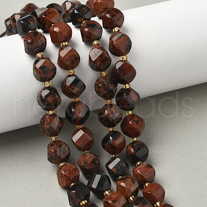 Natural Mahogany Obsidian Beads Strands G-U023-A12-01-1