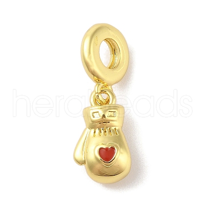 Rack Plating Brass Red Enamel European Dangle Charms KK-S380-24G-1