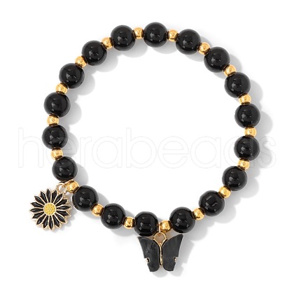 Natural Larderite Round Beads Stretch Bracelets RY7989-1-1