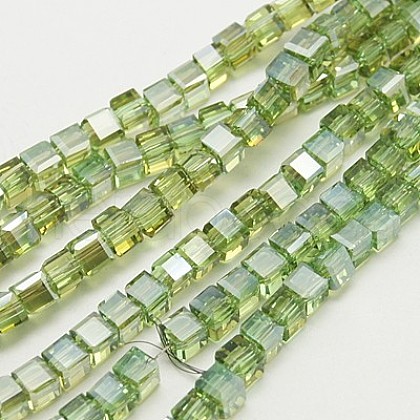 Electroplate Glass Beads Strands EGLA-D018-6x6mm-24-1