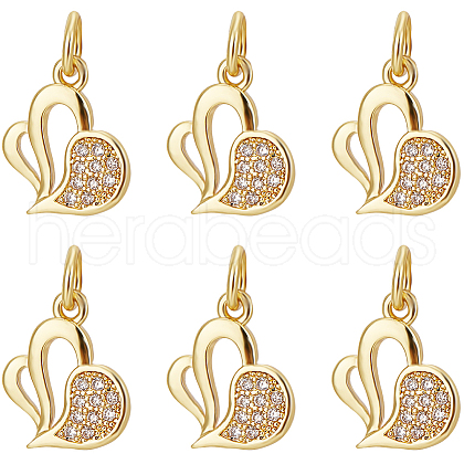 Beebeecraft 10Pcs Rack Plating Brass Micro Pave Cubic Zirconia Charms KK-BBC0011-07-1