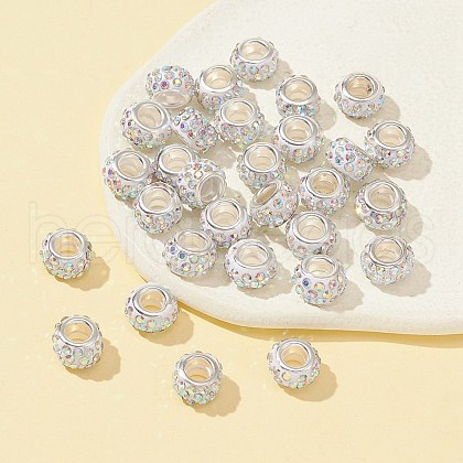 30Pcs Polymer Clay Rhinestone European Beads CPDL-FS0001-01-1