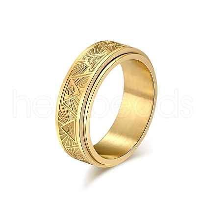 Eye Pattern Stainless Steel Rotating Finger Ring PW-WG69410-10-1