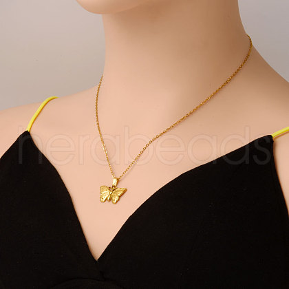 Stainless Steel Butterfly Pendant Necklaces for Women IP3230-2-1