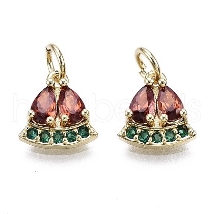 Brass Micro Pave Chocolate & Green Cubic Zirconia Charms ZIRC-S067-003-NR-1