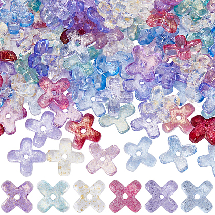 SUNNYCLUE 180Pcs 6 Colors Transparent Spray Painted Glass Beads GLAA-SC0002-47-1