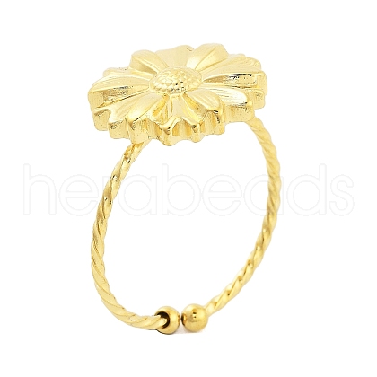Real 18K Gold Plated 304 Stainless Steel Open Cuff Rings for Women RJEW-B061-02G-09-1