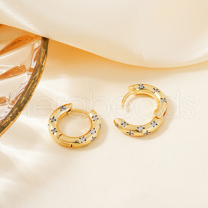 Brass Clear Cubic Zirconia Hoop Earrings VM6429-3-1