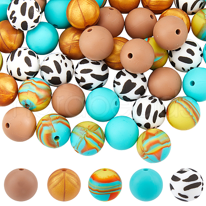SUNNYCLUE 50Pcs 5 Styles Food Grade Eco-Friendly Silicone Beads SIL-SC0002-13-1