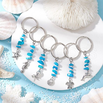 Alloy Ocean Theme Pendant Keychains KEYC-JKC01226-1