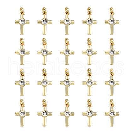 DICOSMETIC 20Pcs Brass Micro Pave Cubic Zirconia Tiny Cross Charms KK-DC0001-85-1