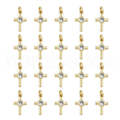 DICOSMETIC 20Pcs Brass Micro Pave Cubic Zirconia Tiny Cross Charms KK-DC0001-85-1