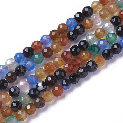 Natural Multi-Color Agate Beads Strands G-F596-36-4mm-1