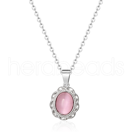 Cat Eye Pendant Necklaces EW4066-2-1