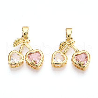 Brass Micro Pave Cubic Zirconia Charms X-KK-N254-227G-1