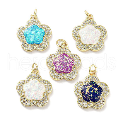 Brass Micro Pave Clear Cubic Zirconia Pendants KK-L213-001G-1
