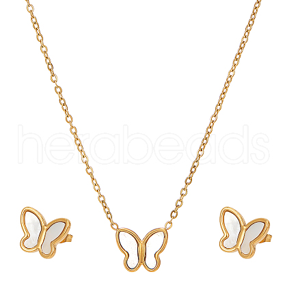 ANATTASOUL Stainless Steel Butterfly Jewelry Set SJEW-AN0001-56-1