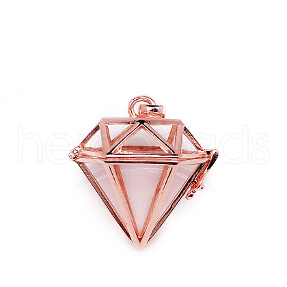 Brass Bead Cage Pendants BECA-PW0001-06C-1