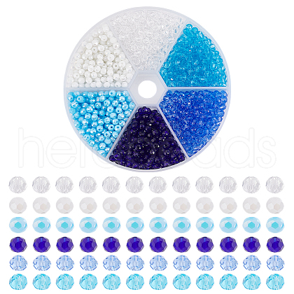 GOMAKERER 12 Strands 6 Colors Glass Beads Strands EGLA-GO0001-07A-1