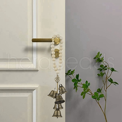 Natural Wood Beads Door Hanging HJEW-JM03358-01-1