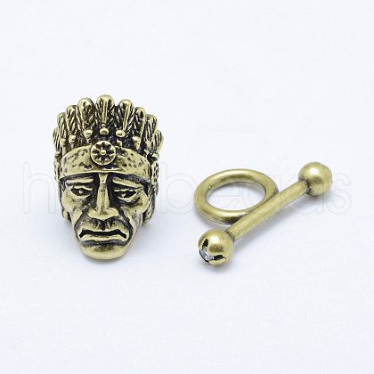 Brass Toggle Clasps KK-P130-080AB-NR-1