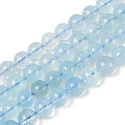 Round Natural Aquamarine Bead Strands G-F289-04-8mm-1
