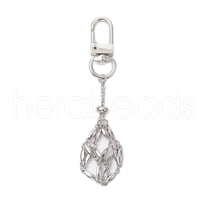304 Stainless Steel Macrame Chain Pouch Empty Stone Holder Pendant Decoration HJEW-JM02085-1