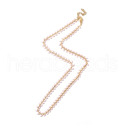 Enamel Ear of Wheat Link Chain Necklace NJEW-P220-02G-03-1